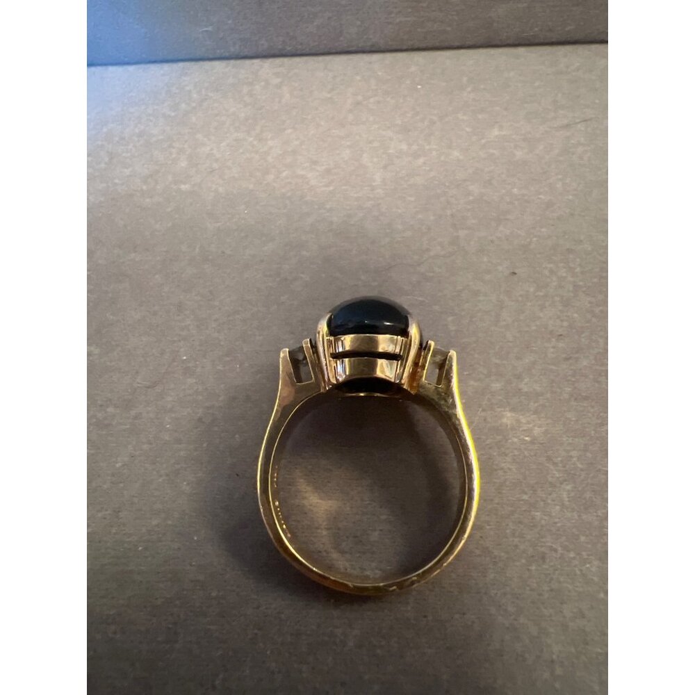 Gump's 14K Gold Oval Nephrite & Diamond Accent Cocktail Ring For Women 8.75 - Picture 11 of 14